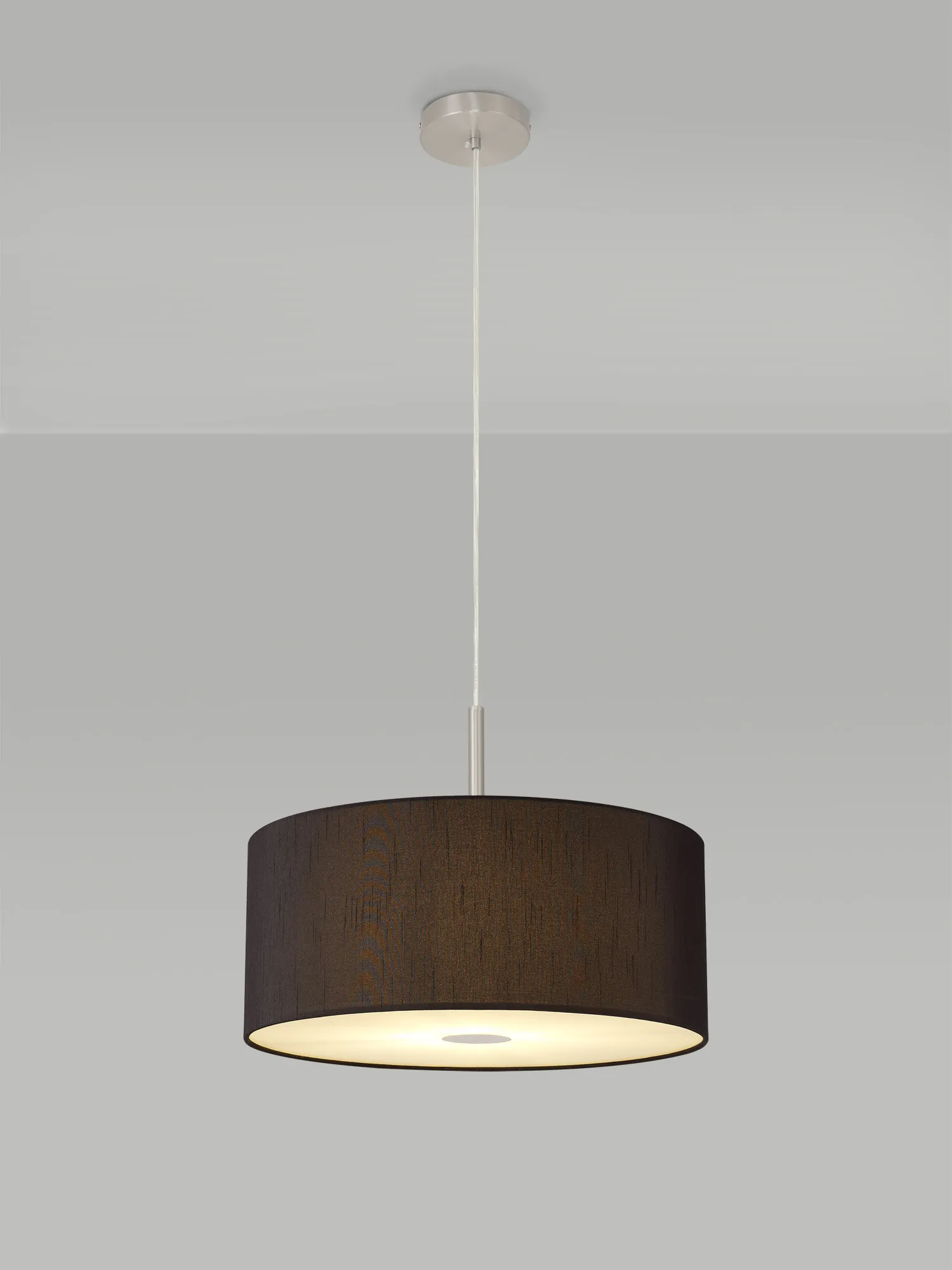 Baymont 40cm Pendant 1 Light Satin Nickel, Black, Frosted Diffuser DK0301  Deco Baymont SN BL